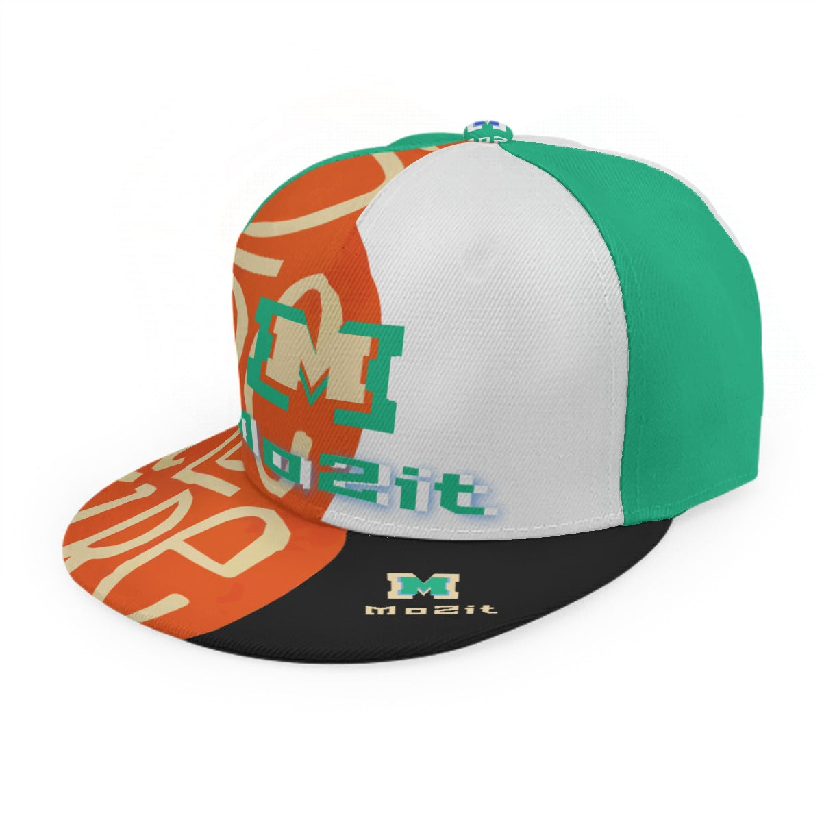 Baseball Cap With Flat Brim blk orang wt fire