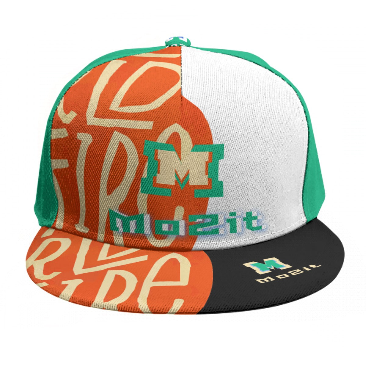 Baseball Cap With Flat Brim blk orang wt fire